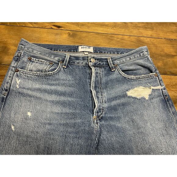 Agolde Jamie Jeans Womens 31 Blue High Rise Distressed Denim Button Fly Classic - Picture 4 of 12